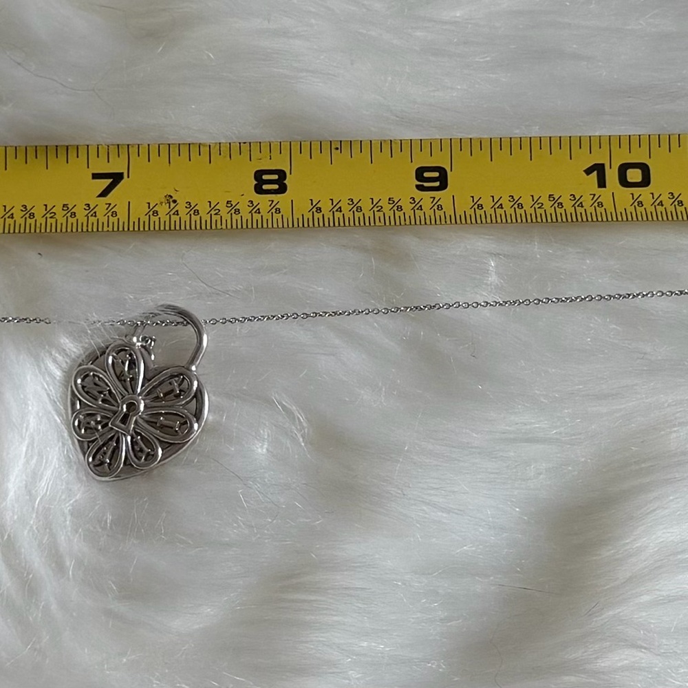 Tiffany & Co. Silver Filigree Heart & Key Pendant Necklace - Picture 6 of 6
